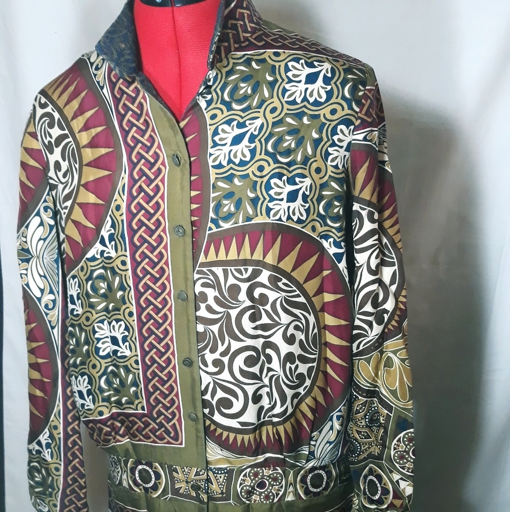 Rare 90's Vintage Nicole Miller Silk Shirt Dress